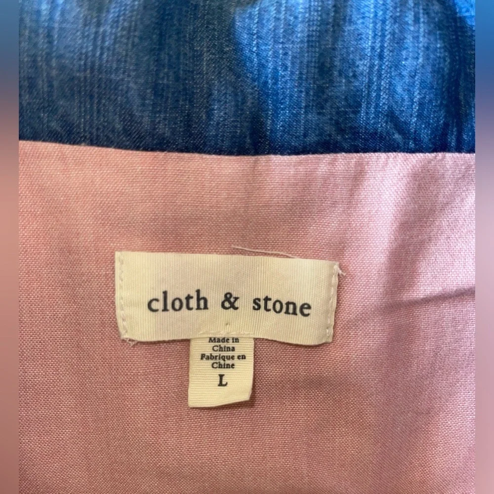 Cloth & Stone Anthropologie Women's Blue Quilted Chambray Denim Puffer Vest, L - Picture 3 of 4